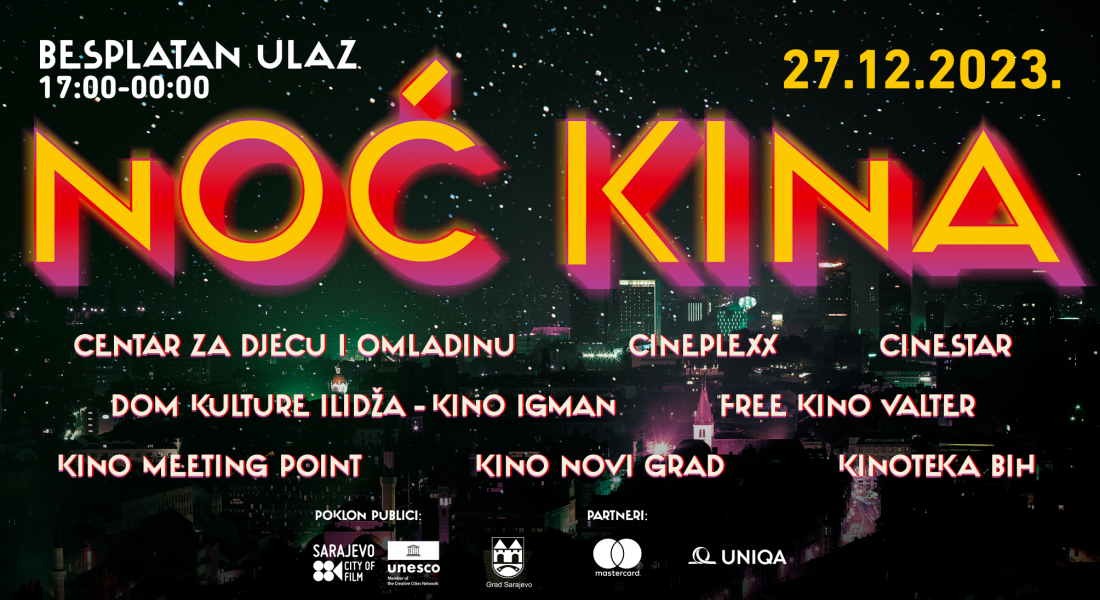 "Noć kina" 27. decembra u Sarajevu, besplatan ulaz u kina
