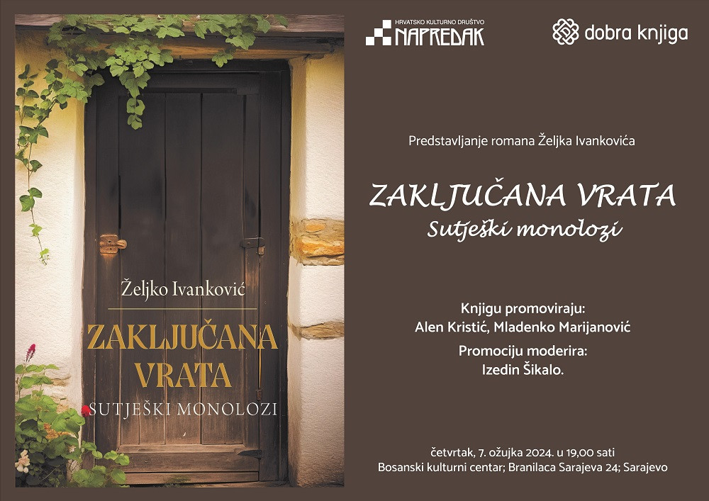 Sarajevo: Predstavljanje romana Željka Ivankovića “Zaključana vrata: Sutješki monolozi”