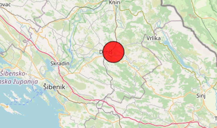 Prilično jak potres, magnitude 3.9 po Richteru kod Drniša