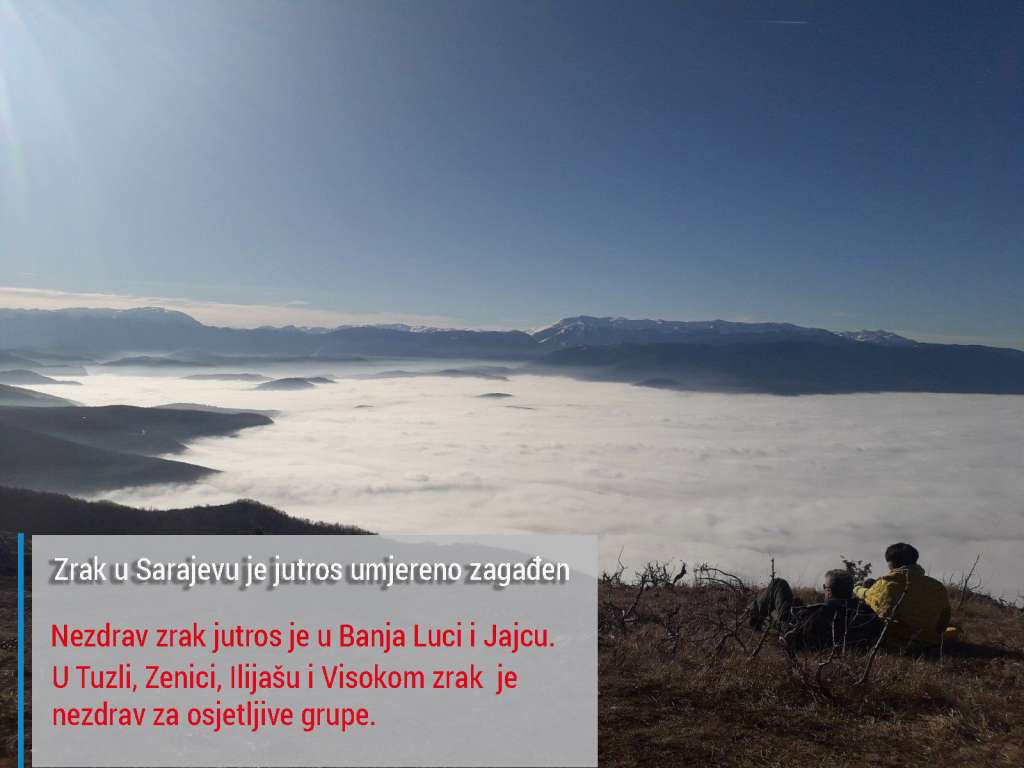 U Sarajevu jutros zrak umjereno zagađen, Banja Luka i Jajce najzagađeniji