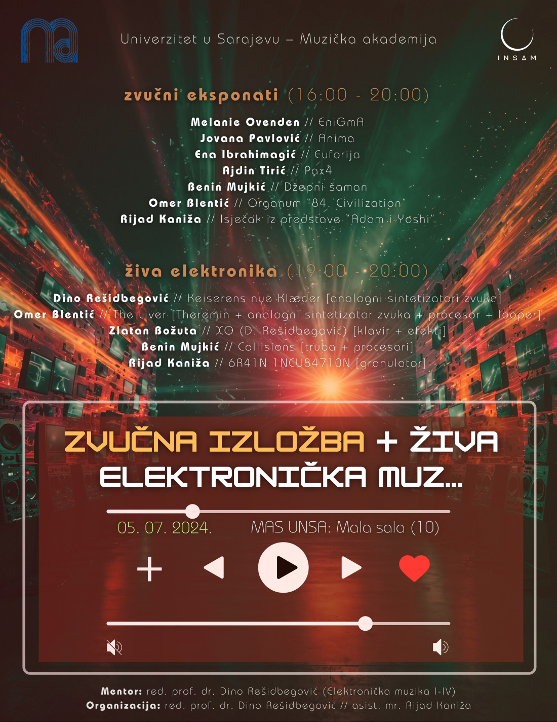 Peta zvučna izložba i koncert žive elektroničke muzike na Muzičkoj akademiji UNSA